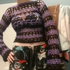 Black and Purple Mesh Sweater